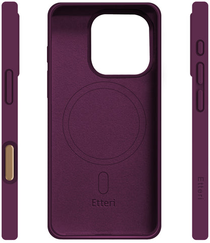 Funda MagSafe para Apple iPhone 16 Pro, Etteri, Silicone Mag, Granate