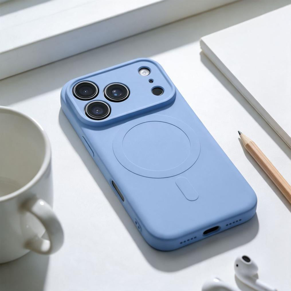Funda MagSafe para Apple iPhone 18 Pro Max / 17 Pro Max, OEM, Silicone Mag, azul celeste