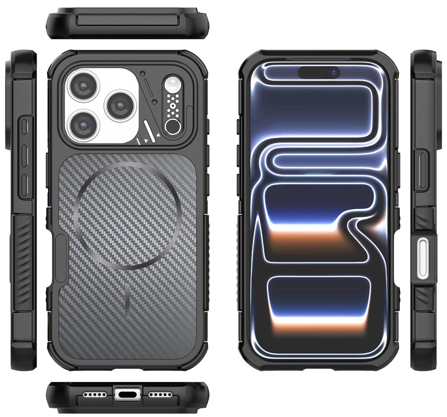 Funda MagSafe para Apple iPhone 18 Pro / 17 Pro, OEM, Protección de Carbono y Esquinas, Negra