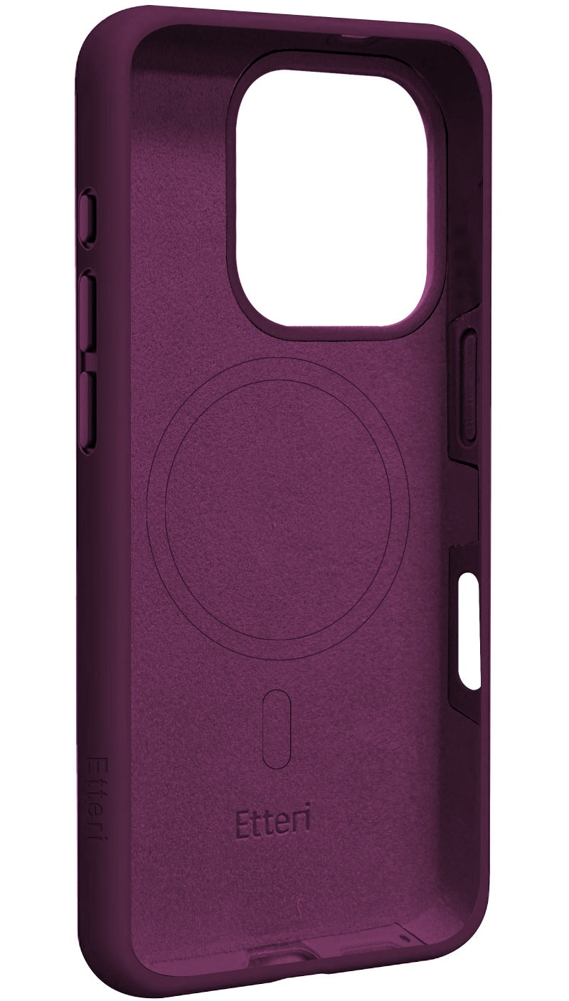 Funda MagSafe para Apple iPhone 16 Pro, Etteri, Silicone Mag, Granate