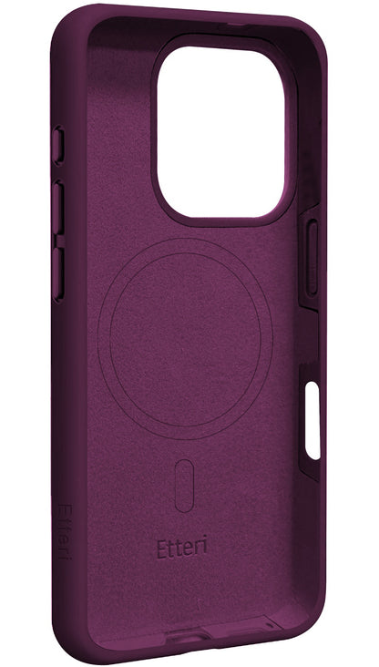 Funda MagSafe para Apple iPhone 16 Pro, Etteri, Silicone Mag, Granate