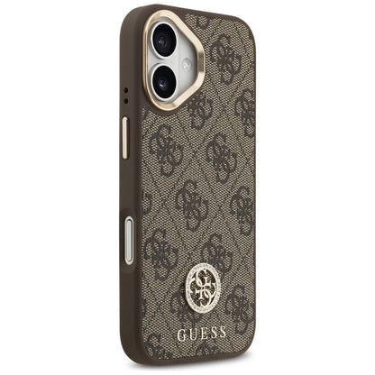 Funda MagSafe para Apple iPhone 17, Guess, 4G Strass Logo con Correa Grande, Marrón, Reacondicionada