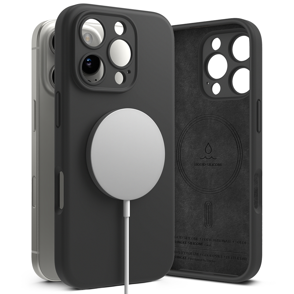 Funda MagSafe para Apple iPhone 16 Pro Max, Ringke, Silicona, Negra, Reacondicionada