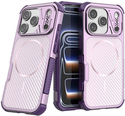 Funda MagSafe para Apple iPhone 18 Pro / 17 Pro, OEM, Protección de Carbono y Esquinas, Morado