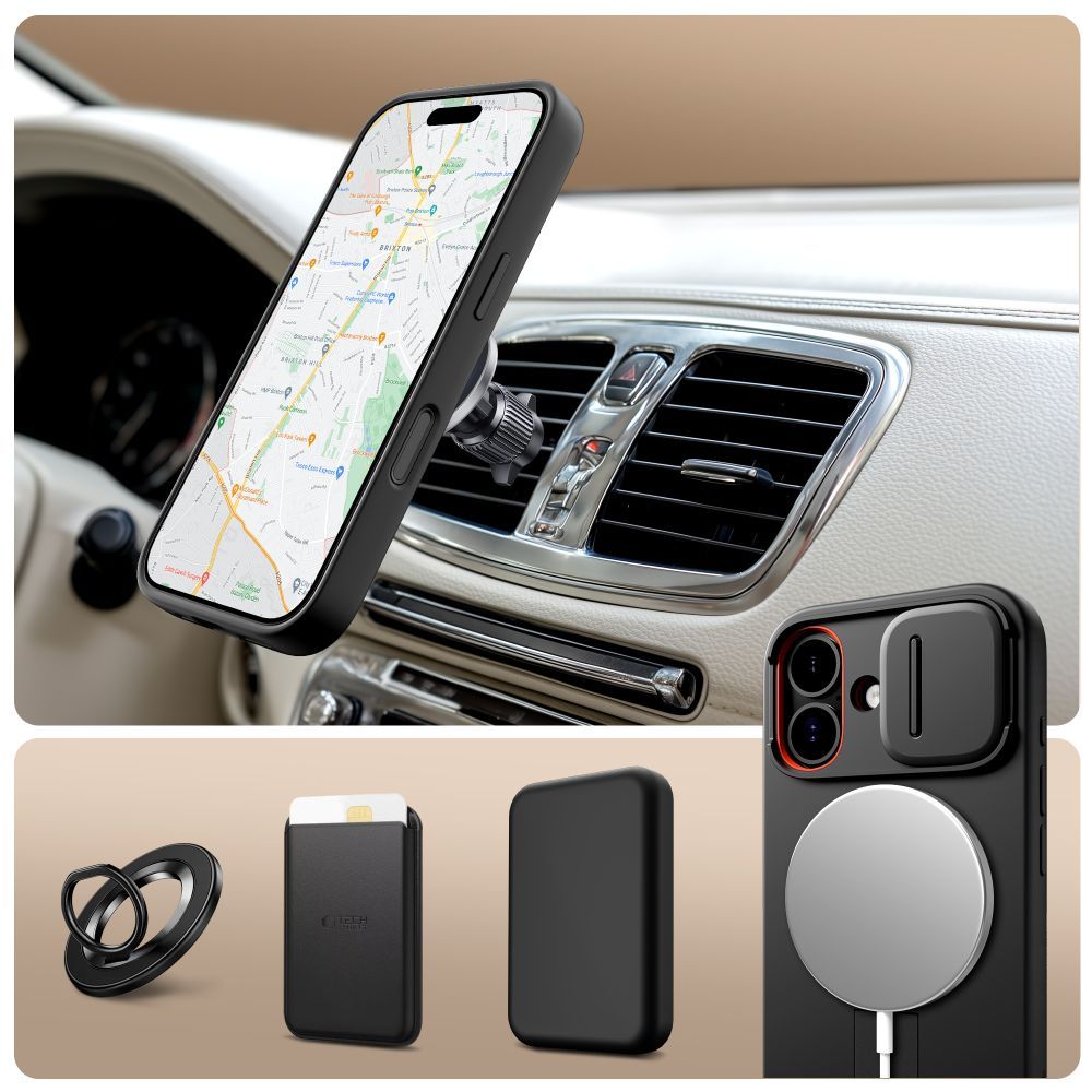 Funda MagSafe para Apple iPhone 17, Tech-Protect, Kevlar Aura, Negra