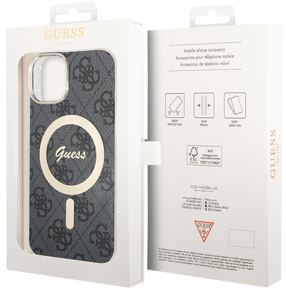 Funda MagSafe para Apple iPhone 15, Guess, 4G IML, Negra GUHMP15SH4STK