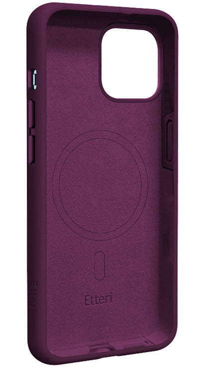 Funda MagSafe para Apple iPhone 15 Pro, Etteri, Silicone Mag, Vino