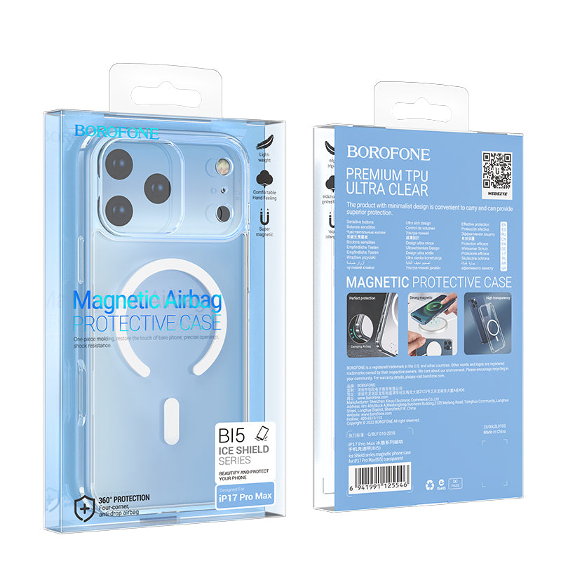 Funda MagSafe para Apple iPhone 17 Pro Max, Borofone, BI5 Ice Shield, Transparente