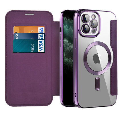 Funda MagSafe para Apple iPhone 11 Pro Max, Techsuit, SmartMag Book, Morado