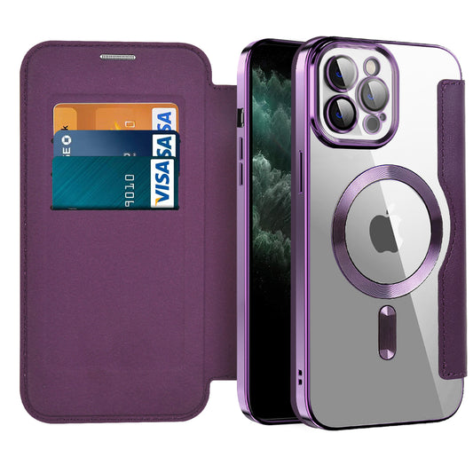 Funda MagSafe para Apple iPhone 11 Pro Max, Techsuit, SmartMag Book, Morado