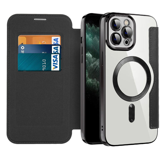 Funda MagSafe para Apple iPhone 11 Pro Max, Techsuit, SmartMag Book, Negra