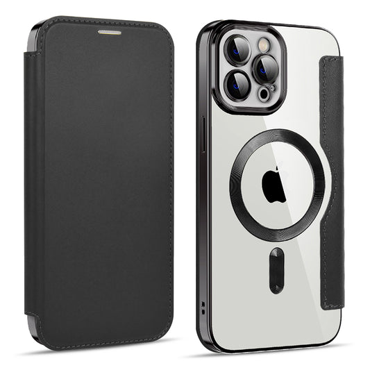 Funda MagSafe para Apple iPhone 11 Pro Max, Techsuit, SmartMag Book, Negra