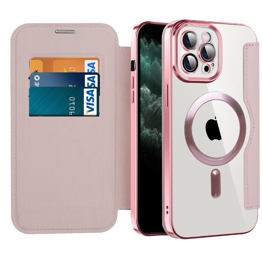 Funda MagSafe para Apple iPhone 11 Pro Max, Techsuit, SmartMag Book, Rosa