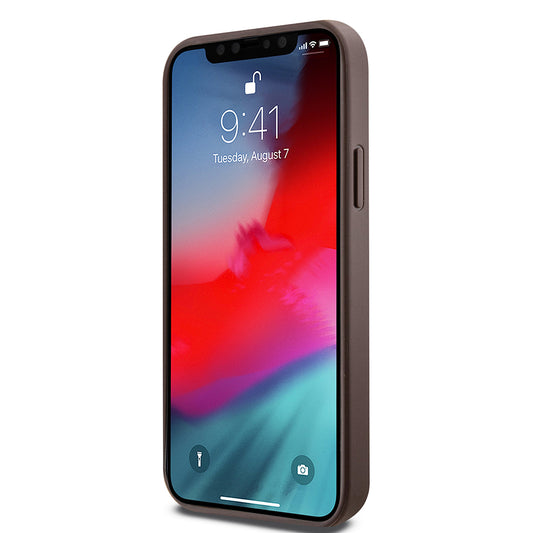 Funda MagSafe para Apple iPhone 12 / 12 Pro, Guess, 4G Ring Classic Logo, Marrón