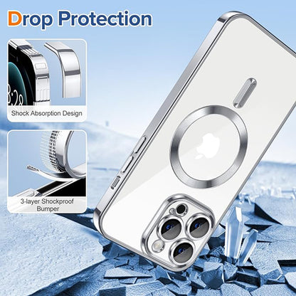 Funda MagSafe para Apple iPhone 12 Pro Max, Techsuit, Luxury Crystal, Plateada