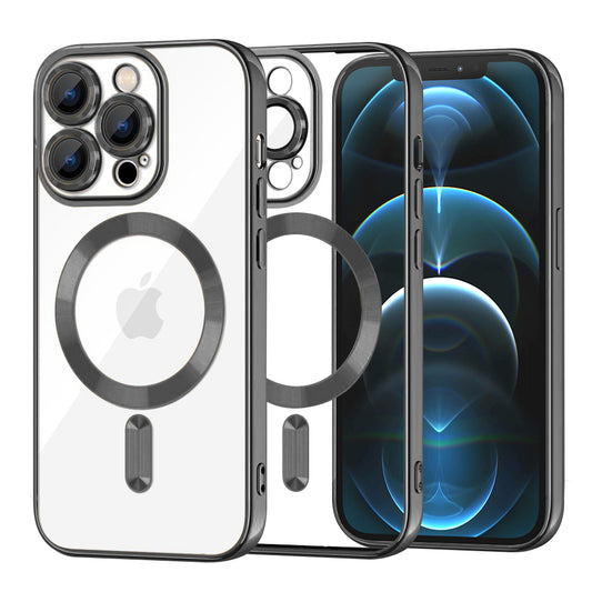 Funda MagSafe para Apple iPhone 12 Pro Max, Techsuit, Luxury Crystal, Negra