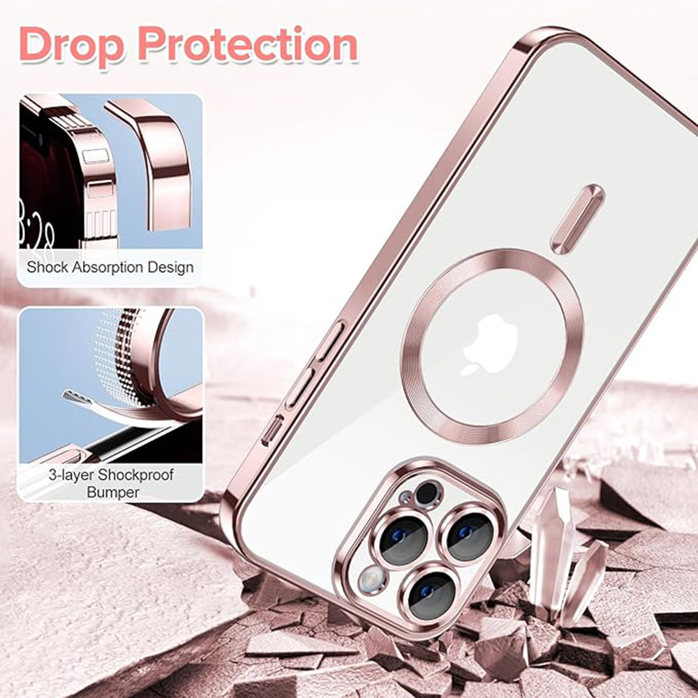 Funda MagSafe para Apple iPhone 12 Pro Max, Techsuit, Luxury Crystal, Rosa
