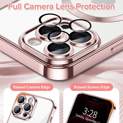 Funda MagSafe para Apple iPhone 12 Pro Max, Techsuit, Luxury Crystal, Rosa