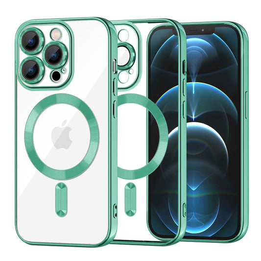 Funda MagSafe para Apple iPhone 12 Pro Max, Techsuit, Luxury Crystal, Verde Claro