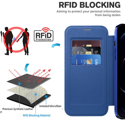 Funda MagSafe para Apple iPhone 12 Pro Max, Techsuit, SmartMag Book, Azul