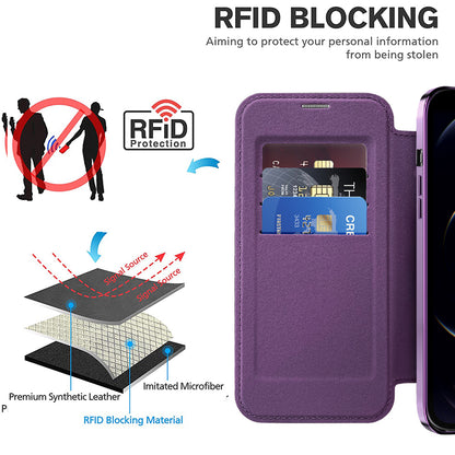 Funda MagSafe para Apple iPhone 12 Pro Max, Techsuit, SmartMag Book, Morado