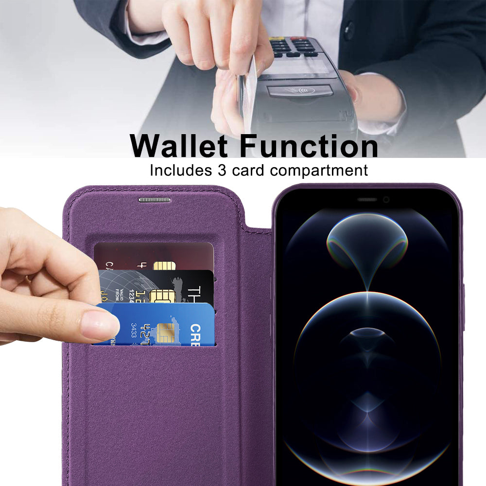 Funda MagSafe para Apple iPhone 12 Pro Max, Techsuit, SmartMag Book, Morado