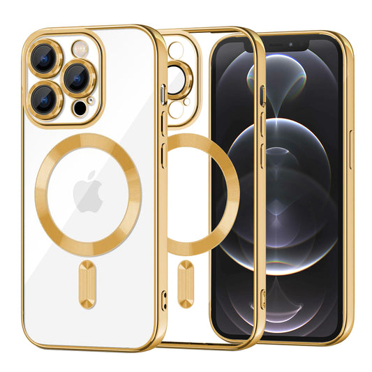Funda MagSafe para Apple iPhone 12 Pro, Techsuit, Luxury Crystal, Dorada