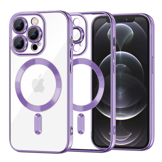 Funda MagSafe para Apple iPhone 12 Pro, Techsuit, Luxury Crystal, Morado Claro