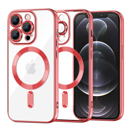 Funda MagSafe para Apple iPhone 12 Pro, Techsuit, Luxury Crystal, Roja
