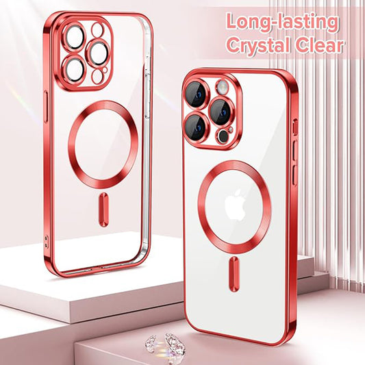 Funda MagSafe para Apple iPhone 12 Pro, Techsuit, Luxury Crystal, Roja