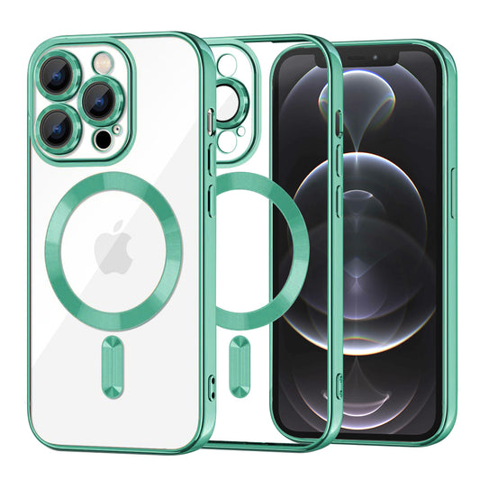 Funda MagSafe para Apple iPhone 12 Pro, Techsuit, Luxury Crystal, Verde Claro