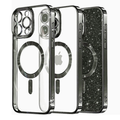 Funda MagSafe para Apple iPhone 12 Pro, Techsuit, Luxury Glitter, Negra