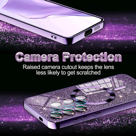Funda MagSafe para Apple iPhone 12 Pro, Techsuit, Luxury Glitter, Roja