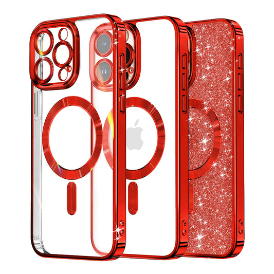 Funda MagSafe para Apple iPhone 12 Pro, Techsuit, Luxury Glitter, Roja