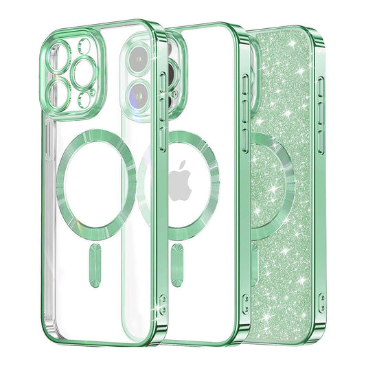 Funda MagSafe para Apple iPhone 12 Pro, Techsuit, Luxury Glitter, Verde Claro