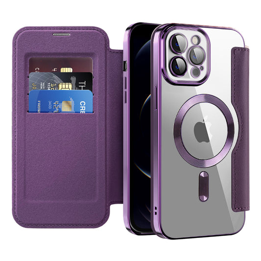 Funda MagSafe para Apple iPhone 12 Pro, Techsuit, SmartMag Book, Morado