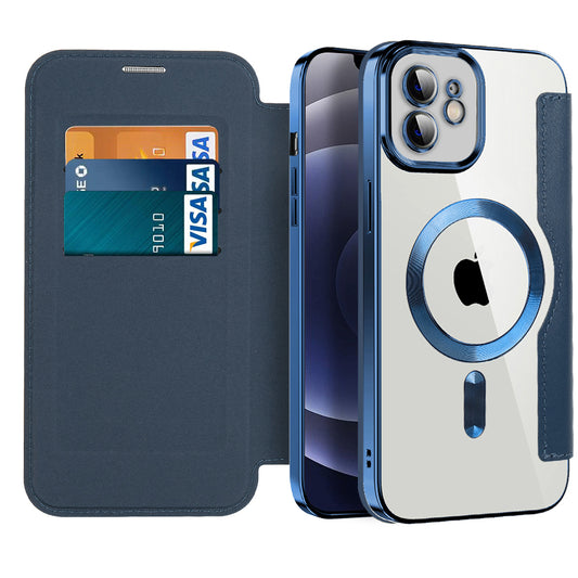 Funda MagSafe para Apple iPhone 12, Techsuit, SmartMag Book, Azul