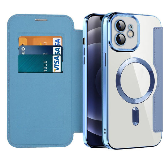 Funda MagSafe para Apple iPhone 12, Techsuit, SmartMag Book, Azul