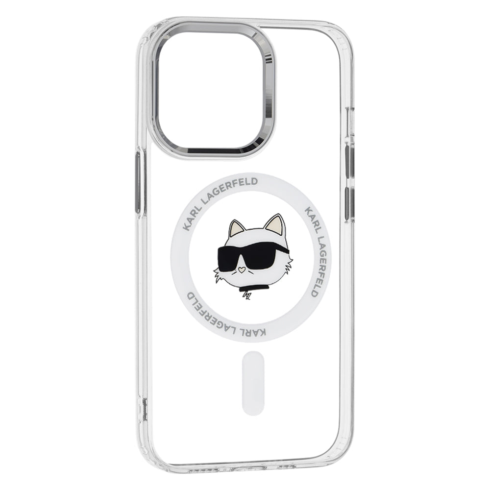 Funda MagSafe para Apple iPhone 13 Pro Max, Karl Lagerfeld, IML Metal Choupette's Head, Blanca