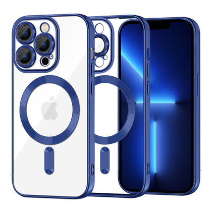 Funda MagSafe para Apple iPhone 13 Pro Max, Techsuit, Luxury Crystal, Azul Oscuro
