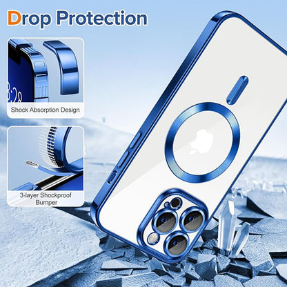 Funda MagSafe para Apple iPhone 13 Pro Max, Techsuit, Luxury Crystal, Azul Oscuro