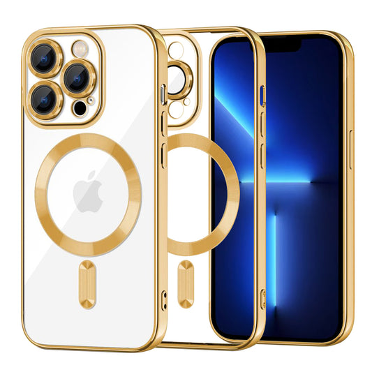 Funda MagSafe para Apple iPhone 13 Pro Max, Techsuit, Luxury Crystal, Dorada