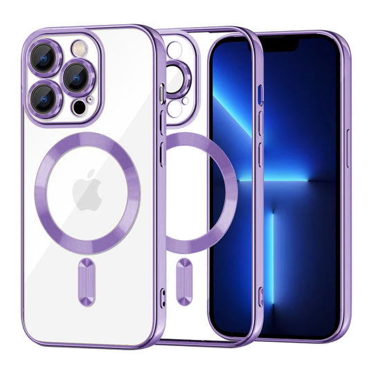 Funda MagSafe para Apple iPhone 13 Pro Max, Techsuit, Luxury Crystal, Morado Claro