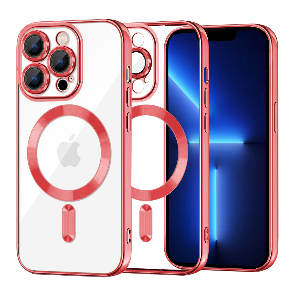 Funda MagSafe para Apple iPhone 13 Pro Max, Techsuit, Luxury Crystal, Roja