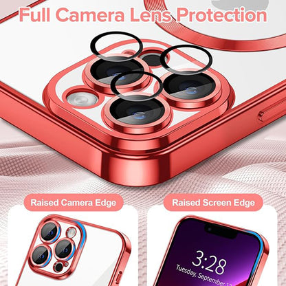 Funda MagSafe para Apple iPhone 13 Pro Max, Techsuit, Luxury Crystal, Roja
