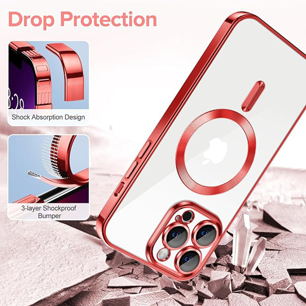 Funda MagSafe para Apple iPhone 13 Pro Max, Techsuit, Luxury Crystal, Roja