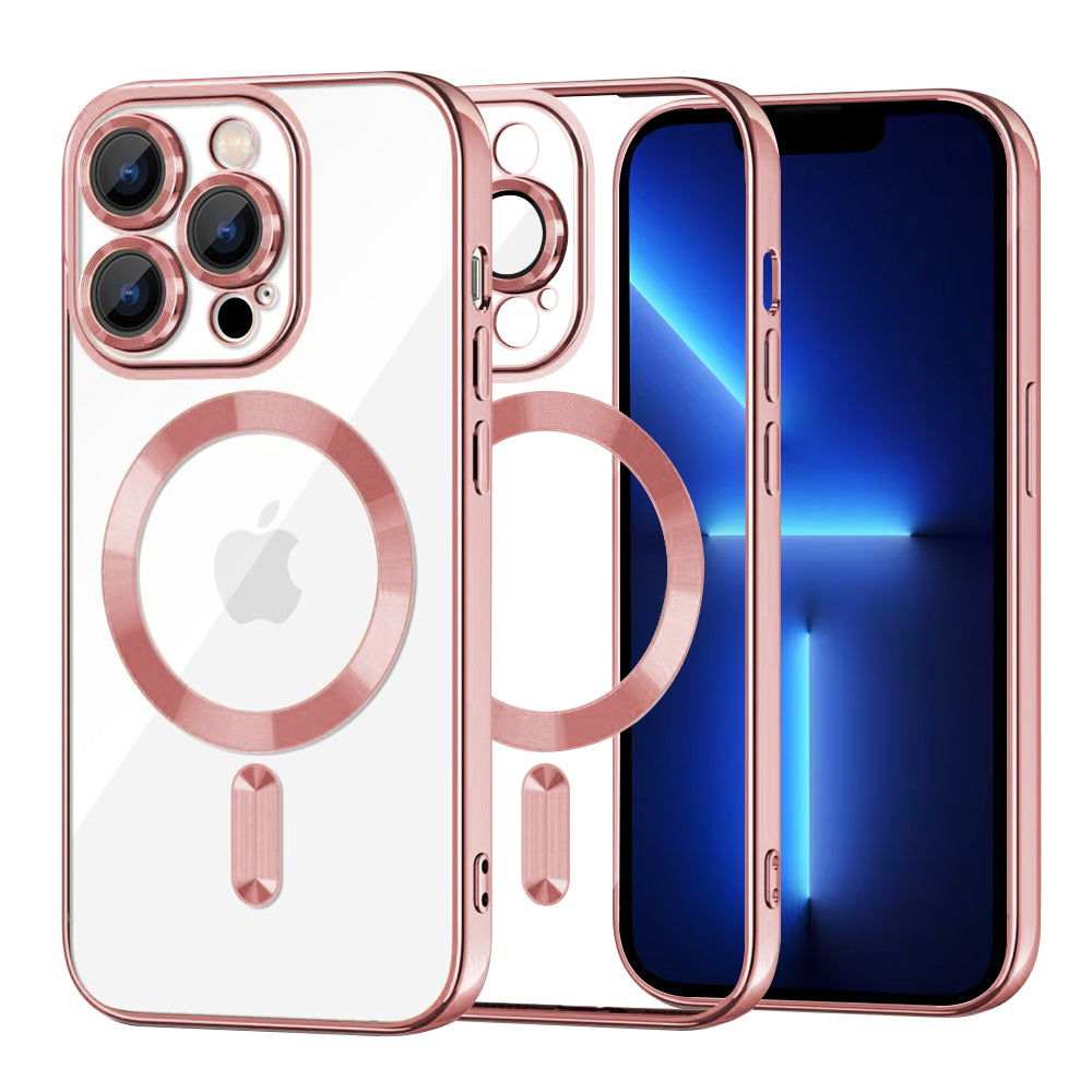 Funda MagSafe para Apple iPhone 13 Pro Max, Techsuit, Luxury Crystal, Rosa