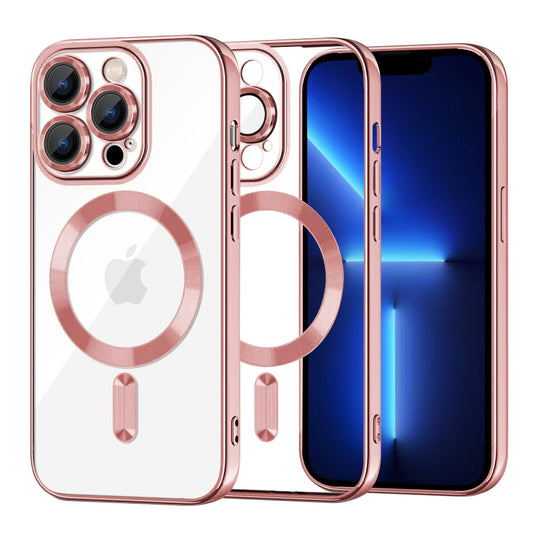 Funda MagSafe para Apple iPhone 13 Pro Max, Techsuit, Luxury Crystal, Rosa
