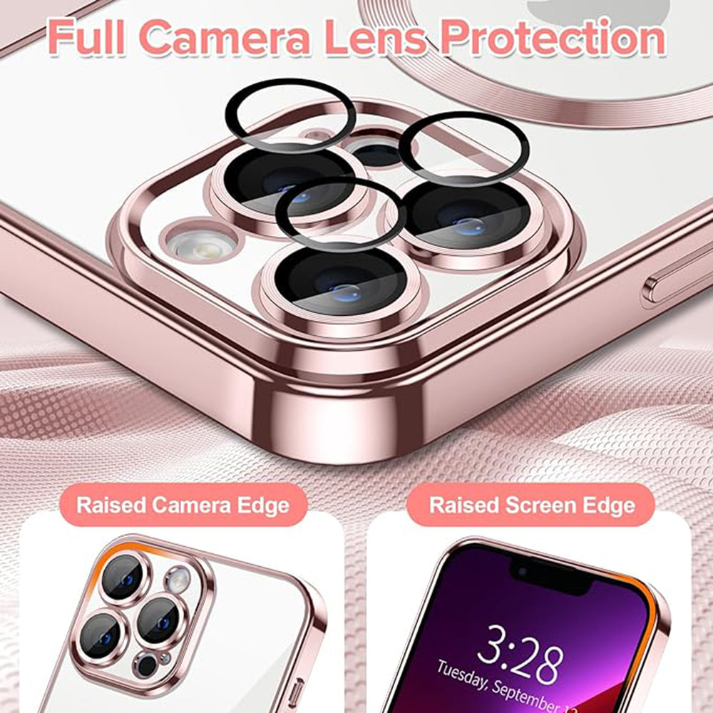 Funda MagSafe para Apple iPhone 13 Pro Max, Techsuit, Luxury Crystal, Rosa