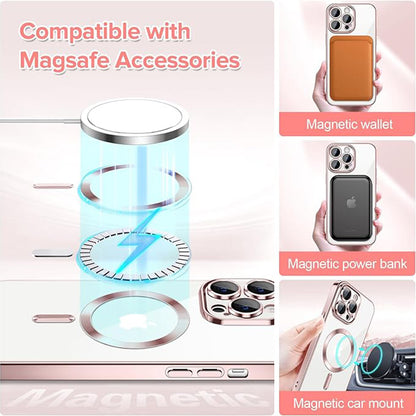Funda MagSafe para Apple iPhone 13 Pro Max, Techsuit, Luxury Crystal, Rosa